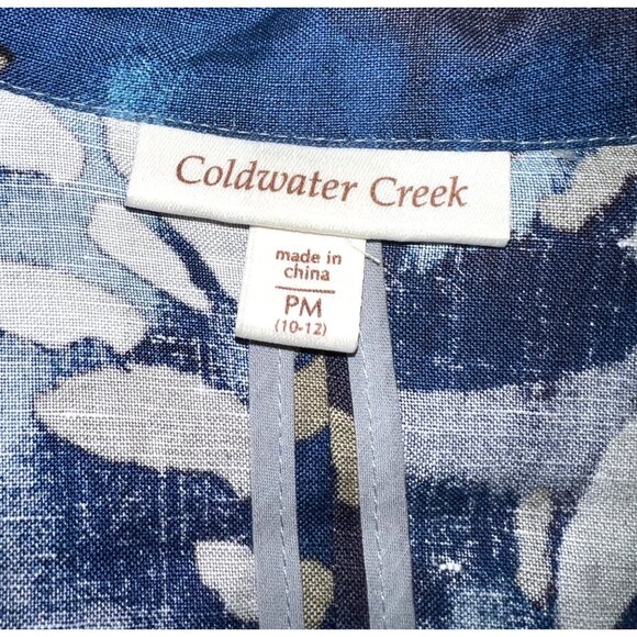 Coldwater Creek Women's Blue and Beige One Button Blazer PM Cuffed Sleeve - Picture 3 of 3